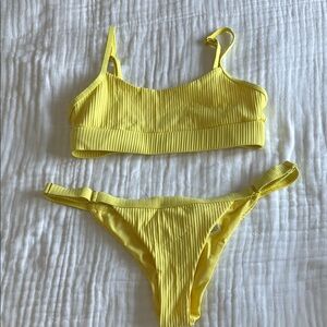 BNWOT beach bunny lemon yellow ribbed bikini